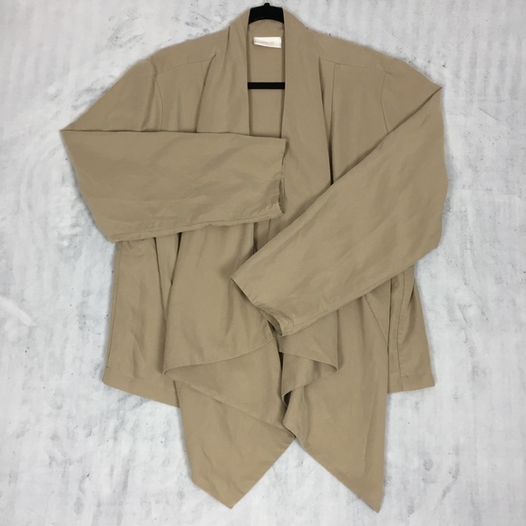 Chico's Modal Blend Waterfall Front Cardigan Sz 3 / XL Tan Long Sleeve Wrap Top - Picture 2 of 11